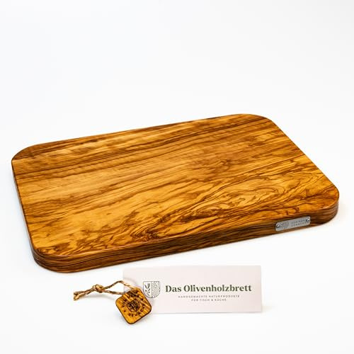 OLIVENHOLZBRETT skärbräda xl/serveringsbräda av stor/trancherbräda/rektangulär med rundade hörn/massiv olivträbräda 40 cm x 30 cm x 2,5 cm