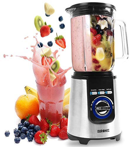 Duronic BL1200T Frullatore elettrico 1200W con caraffa in tritan 1,8L e 4 lame | 3 Funzioni e velocità variabile | Blender con funzione tritaghiaccio e auto pulizia | Mixer Smoothie Frullati Granite