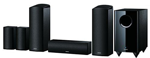 Onkyo SKS-HT588(B) 5.1.2 Kanal Heimkino Lautsprechersystem (6-teilig), Dolby Atmos-fähig, 130 W Belastbarkeit, 80 W aktiver Subwoofer, Surround Lautsprecher wandmontierbar, Schwarz