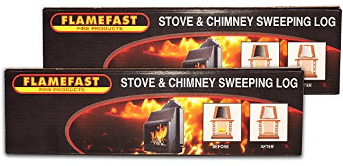2 X Flamefast Stove & Chimney Sweeping Logs Help to Remove Creosote, Soot and Tar Deposits & Tigerbox Safety Matches