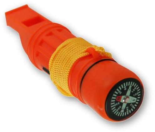 Emergency Zone 5 in 1 Survival Whistle. Compass, Whistle, Water-Resistant Container, Signal Mirror, Ferro Rod. 1 Pack