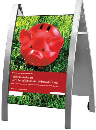 kerkmann 6898 Plakatständer Boston, DIN A1, alusilber, fahrbar