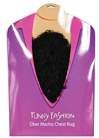 Funny Fashion Brusthaartoupet zum Kleben - Schwarz - Witziges Accessoire zum Kostüm als Macho Proll Casanova Rockstar Junggesellenabschied Mottoparty Männerballett