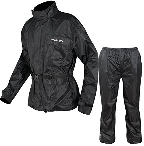 A-Pro Motorrad Regenkombi Regenhose Regenjacke Wasserdicht Regenanzug Schwarz XL