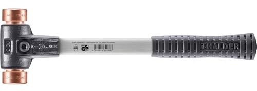 Halder Simplex Soft-Faced Mallet 3704.030 - Hard-Copper Inserts, Reinforced Cast Iron Housing, Fiber Glass Handle, Non-Slip Rubber Grip, 30mm, 1.5 lbs.