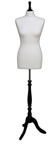 The Shopfitting Shop Deluxe Taglia 10 Donna Prova Abiti manichino da Sarto Busto manichino Crema Jersey Nero treppiede Supporto in Legno