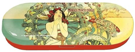 Fridolin 18666 - Brillenetui aus Metall, Monte Carlo, Art Nouveau | Stabiles Metall-Brillenetui mit Schutzvlies, elegantes Jugendstilmotiv „Monaco–Monte Carlo“