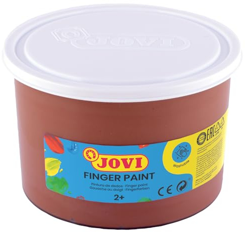 Jovi - Finger Paint, Fingerfärg, 500 ml, Färg Brun, 100% tvättbar, Baserad på naturliga ingredienser, Glutenfri (56112)