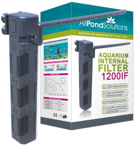 allpondsolutions Fish Tank Filter, 1200IF Internal Aquarium Water Filter for Small Coldwater or Tropical Aquariums for Tanks Up to 250 Litres – Include Spray Bar and Venturi to add Oxygen.