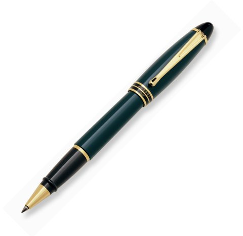 Aurora Green Resin Rollerball, Gold Plated Trims, Black Lacquer Ring (B71-V)