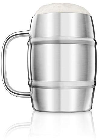 Final Touch acero inoxidable grande doble pared barril de cerveza taza jarra – 1 litro – fta1700