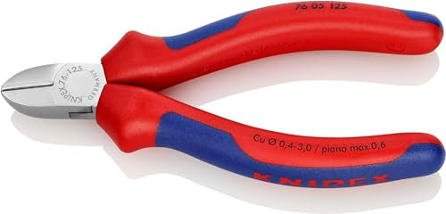 KNIPEX Seitenschneider für Elektromechaniker verchromt mit Comfort-Griffen 125 mm, 76 05 125