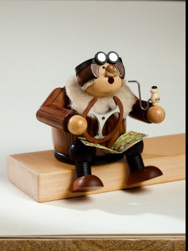 KWO Olbernhau 21605 Räuchermännchen Kantenhocker Pilot, 15 cm