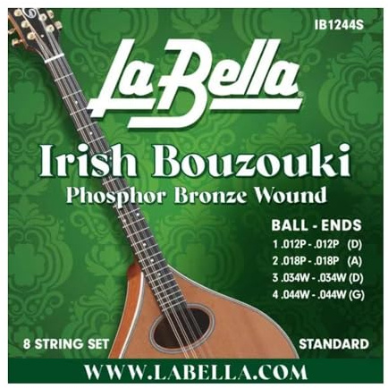 La Bella IB1244S Irish Bouzouki 8-string Phosphor Bronze, Ball End, Standard