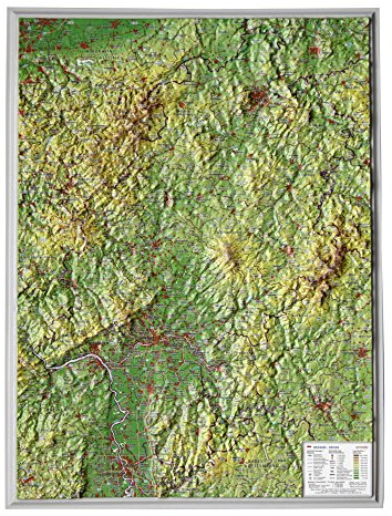 Relief Hessen klein 1:700.000: Relief Hessen klein ohne Rahmen 1:700.000: Tiefgezogenes Kunststoffrelief