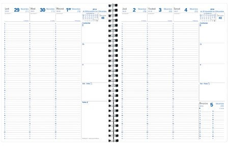 Quo Vadis - Kalendereinlagen – Spiralbindung – 2026 – Euréquart S – Wochenkalender – Französisch – 13 Monate Dezember – Dezember – 24 x 30 cm – weißes Papier