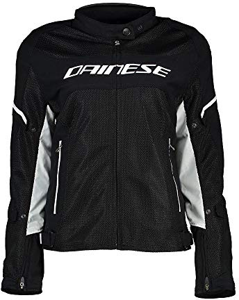 Dainese Air Frame D1 Lady Tex Jacket, Motorradjacke Sommer mit Abnehmbarem Windschutz-Futter, Damen, Schwarz/Schwarz/Weiß, 50