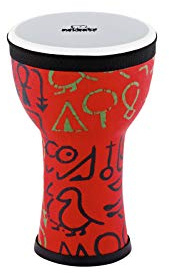 Nino Percussion Elements Mini Djembe – Petit Instrument de Musique pour Enfants à partir de 3 ans – Diamètre de 6 pouces – Plastique, Multicolore (NINO-EMDJ-PS)