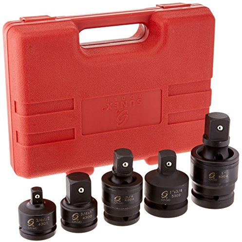 Sunex International 4405 5 Pc. 3/4 & 1 Dr. Adapter and Universal Joint Impact Set