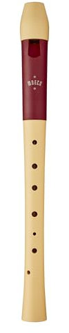 Moeck 1025 Flauto 1 Sopranblockflöte Deutsch Einfachloch Spezialkunststoff Beige mit rotem Ring C-Sopran-Blockflöte Schulblockflöte