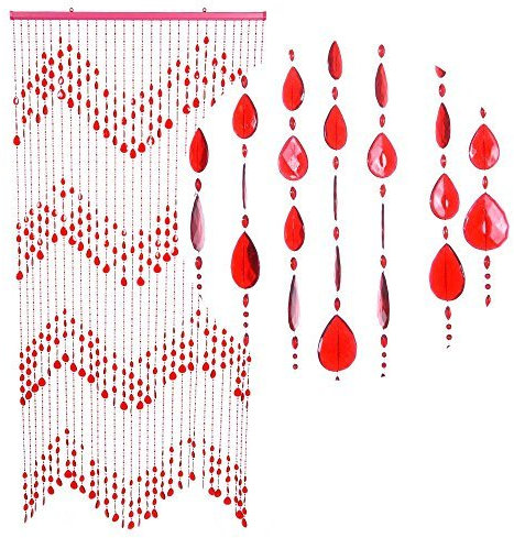 HAB & GUT -DV0173- Türvorhang KLUNKER, ROT, 90 x 200 cm Perlenvorhang