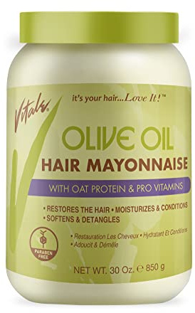 Vitale Olive Oil Hair Mayonnaise 30oz with Oat & Egg Protein and Vitamins - Good on Color & Thermal Treated Hair - for Dry & Damaged Scalp Men, Women & Kids -Moisturize and Condition