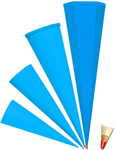 Schultüte - Rohling - hell BLAU Größenwahl - 35 cm bis 100 cm 6-eckig - OHNE Tüll Abschluß - mit Holzspitze___ Zuckertüte ALLE Größen - Roth - zum Bastel..