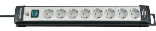 Brennenstuhl Premium-Line Steckdosenleiste 8-Fach, 3m | Mehrfachsteckdose mit Schalter, Steckdosenleiste Wandmontage, Made in Germany, schwarz/grau