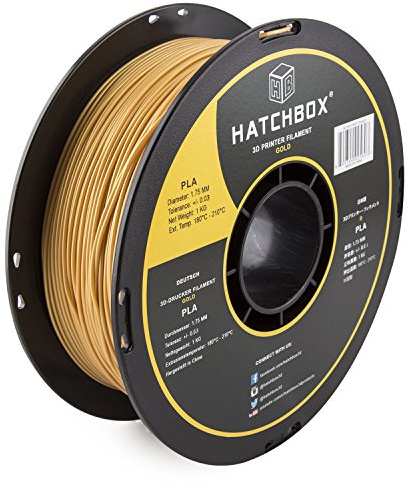 HATCHBOX PLA 3D Printer Filament, Dimensional Accuracy +/- 0.03mm, 1kg Spule, 1.75mm, Gold