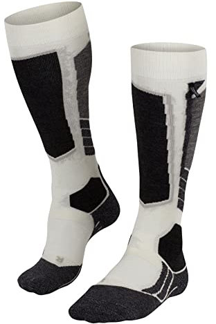 FALKE Damen Skisocken SK2 Intermediate Cashmere W Kh Kaschmir Funktionsmaterial warm dick 1 Paar, Weiß Wool White 2060, 41-42
