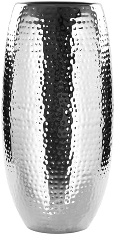 Fink große Boden-Blumenvase 40 cm aus versilbert-gehämmerten Eisen Behälter für Blumen