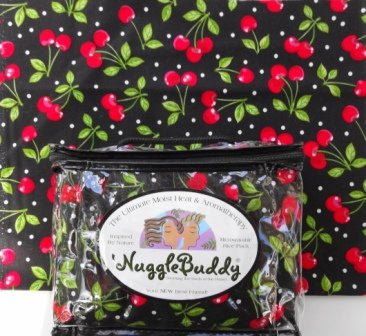 'NUGGLEBUDDY Microwavable Moist Heat & Aromatherapy Organic Rice Pack. Black Cherry Toss Fabric. WILD CHERRY Scent!