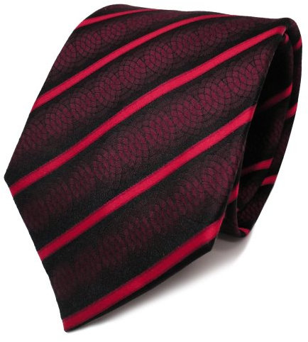 TigerTie Designer Seidenkrawatte in rot weinrot schwarz gestreift