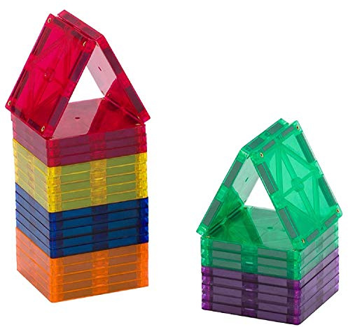 Playmags 30 Piece Magnetic Tiles Set For Kids – Magnetic Building Blocks – Strong Magnets & Sturdy Design – 3D STEM Construction Toys For Kids – Colorful Educational Toys