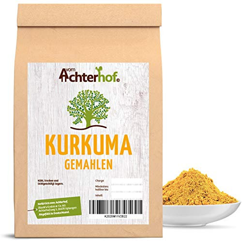 Kurkuma Pulver 1000g | Gelbwurz gemahlen | aromatisch würzig | Turmeric zum Würzen & Kochen | hochwertige Kurkumawurzel (Curcuma) gemahlen | schadstoffuntersuchte Spitzenqualität | vom Achterhof