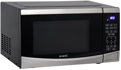Avanti Microwave Oven 900-Watts Compact with 10 Power Levels and 6 Pre Cooking Settings, Speed Defrost, Electronic Control Panel and Glass Turntable, 0.9-Cu.Ft., Stainless Steel