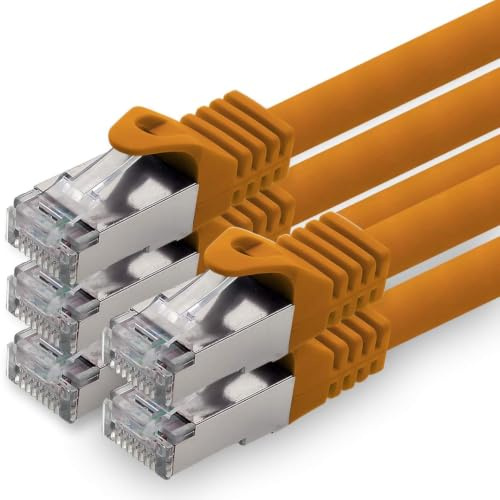 1aTTack.de 1,0 m - orange - 5 pièces câble réseau CAT.7 câble patch SFTP PIMF LSZH câble Gigabit Lan câble brut cat7 10 Gb avec connecteur RJ45 Cat6a compatible avec CAT5 CAT6 cat7 cat8
