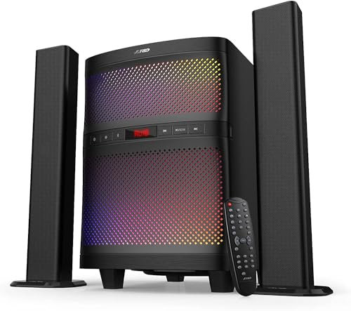 F&D T200X 140 W 2.1 Kanal Soundbar Cum Tower Lautsprecher Wireless Bluetooth Multimedia TV Lautsprecher mit mehrfarbigem LED-Display, Fernbedienung, Digital FM & USB