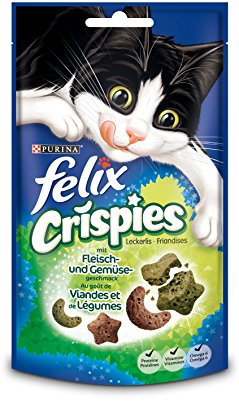FELIX Crispies Katzensnack, Knusper-Leckerlie mit Lamm- und Gemüsegeschmack, 8er Pack (8 x 45g)