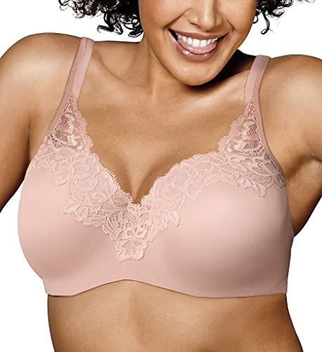 Playtex Women's Secrets Body Revelations BH med spetsaccenter hemligheter former och stöd Balconette Full -Figure Bygel-BH Us4823, Sandskal/pärlemor spets kombo, 95F