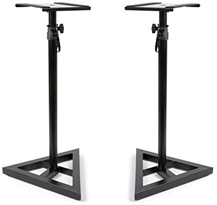 Vonyx Studio Monitor Speaker Stands Pair, Adjustable Metal Floor Supports with Anti-Slip Grip Pads & Levelling Spikes, Ideal for Hi-Fi and Large Monitors, 20kg Load Capacity