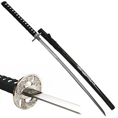 KATANA ORNAMENTALE SPADA GIAPPONESE PER ARREDAMENTO NERA DRAGONE CON DRAGO BLACK DRAGON IN METALLO