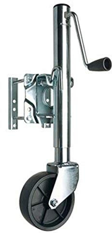 Reese Towpower 74410 Round Trailer Jack, Side Mount, 1,000 lbs. Lift Capacity, Sidewind, Bolt-On, 10 Inch Travel, 6-Inch Wheel