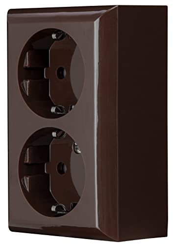 REV Ritter 0510076777 - Presa a parete a 2 ingressi PlanoLuxe, marrone