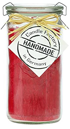 Candle Factory Mini Jumbo Duftkerze aus pflanzlichem Stearin im hitzebeständigen Glas der Marke Weck®, ca. 70h Brennzeit, Duft: duftneutral