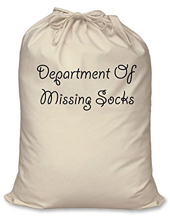 60 Second Makeover Limited Department Of Missing Socks Bag 100% Natural Cotton Home Storage Organisation Laundry Basket Washing Odd Socks Storage Utility Room Laundry Bags 60 x 76cm