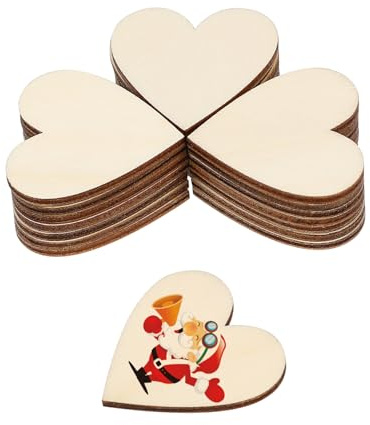 100 Stück 40mm Herz Holz Scheiben Scheiben Für DIY Handwerk Verzierungen Naturholzscheiben