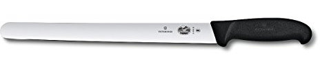 Victorinox Fibrox, Coltello Prosciutto, Coltello da Cucina lungo per Carne e Prosciutto, 30 cm, Lama Dritta, Affilato, Acciaio Inossidabile, Nero