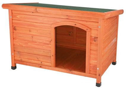 TRIXIE wetterfestes und aufklappbares Hundehausnatura Hundehütte Classic Flachdach, S–M: 85 × 58 × 60 cm, braun- 39551