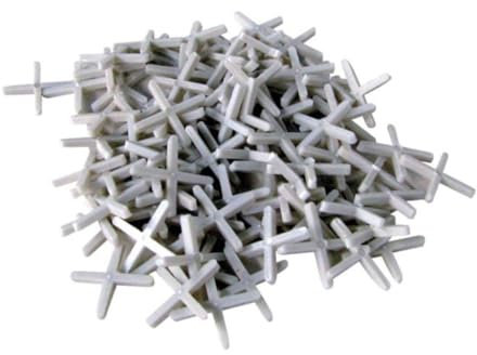Toolland Croce per piastrelle, 250 pezzi, plastica, bianca, larghezza fuga 2 mm
